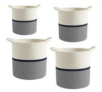 Cotton Rope Basket Cloth Toy Storage Laundry Washing Large Organizer Hamper | Laundry Basket (Pack of 4)