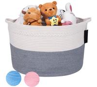 Cotton Rope Basket - Extra Large Grey Storage Basket With Handles. Woven Storage Basket For Blankets, Toys, Clothes, Shoes
