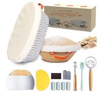Cotton Rope Bread Proofing Basket Set, Oval and Round Banneton Bread Basket with Liner and Cover, for Artisan Bread Baking, Sourdough Starter Kit ( Oval&Round&Accessories set)
