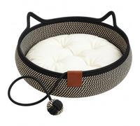 Cotton Rope Cat Bed Basket, Cat Basket, Woven Cat Bed，black：S | Handwoven Cat Bed For Indoor Cats, Natural Scratch Basket With Soft Removable Cushion For Cats & Small Dogs