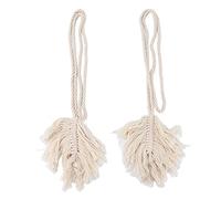 Cotton Rope Curtain Tiebacks 2Pcs | Leaf Shaped Tassel Clips/Straps for Living Room/Bedroom | Hand Woven Sturdy Curtain Holders