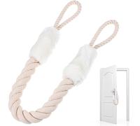 Cotton Rope Door Latch with Finger Guard for Child Safety | White Minimalist Home Decor Piece, Polyester Blend Cord, Anti Slam Stop and Dog Kitten Use