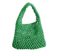 Cotton Rope Fishing Net Bucket Bag for Women Girls Top-handle Bag (Green)