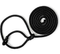 Cotton Rope Halter for Horses and Ponies - Adjustable Lightweight Halter for Leading and Groundwork Training - Made in the UK - Suitable for Cows and Sheep (Black)