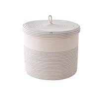 Cotton Rope Laundry Basket with Lid Strong and Flexible for Nursery Laundry Clothes Throw Pillows Blankets