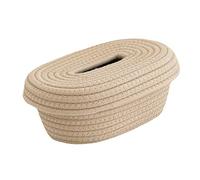 Cotton Rope Napkin Holder, Cosmetic Tissue Box Cotton Rope Tissue Storage Box Handkerchief Box for Dining Room Bathroom Bedroom Car Office (Khaki)