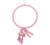 Cotton Rope Parrot Swing with Ring Ladder Perch for Cage Entertainment | Pink Hanging Design, Easy to Use, Supports Resting and Perching, Suitable for Parrots, Small Parakeets and Canaries
