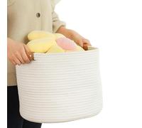 Cotton Rope Storage Baskets - Lightweight Woven Basket | Clothes Basket with Soft Texture, Fabric Storage with Sturdy Weave, Home Accessory Laundry Baskets, Toy Container for Nursery Bedroom
