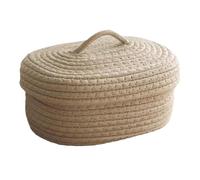 Cotton Rope Storage, Woven Organizer Basket, Medium Size With Lid, Cotton Material Multipurpose Box, Nursery Laundry Storage Bins, for Sewing Tools Classrooms Kids Rooms Dormitories