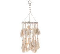 Cotton Rope Woven Lamp Shade with Fringe for Pendant Ceiling Decor | Bohemian Style, White Finish, Hanging Use, Floor Lamp Cover, Boho Party and Wall Decoration