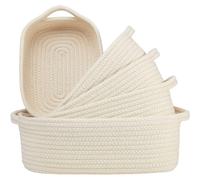 Cotton Rope Woven Storage Basket Set, 5 Pcs Storage Basket for Montessori, Baby Nursery, Dog Toy Baskets, Cat Toy Box, Bathroom Organization Bin