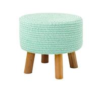Cotton Round Footrestfor Home Use Solid Wood Legs Versatile DeskGreen Footstool for Sofa table Foot SupportDécor