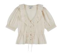 Cotton Ruffled Blouse Cream XS