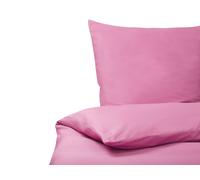 Beliani Duvet Cover Set Solid Harmonridge 155X220 Cm Sateen Cotton Pink