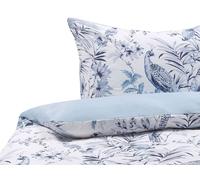 Cotton Sateen Duvet Cover Set Floral Pattern 155 x 220 cm White and Blue BALLARD