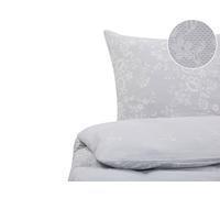 Beliani Duvet Cover Set Floral Pattern Morningside 220X240 Cm Sateen Cotton Grey