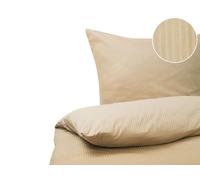 Beliani Duvet Cover Set Striped Avondale 155X220 Cm Sateen Cotton Beige