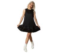 Cotton Sateen Tiered Frill Shift Dress Dusk Black 6