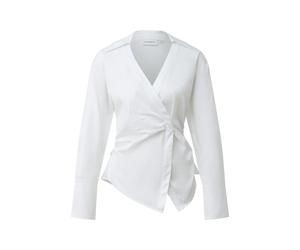 Cotton Satin Shirt with Press Stud Fastening Women COMMA Blanc 42