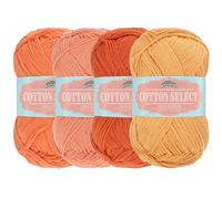Cotton Select Sport Weight Yarn Color Palette Pack - 100% Fine Cotton - Shades of Orange - 4 Skeins