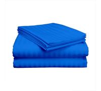 Cotton Sheets Set, Breathable & Cooling Sheets - Hotel Luxury Bed Sheets - Extra Soft- Easy Fit - 4 Piece Set - 600 Thread Count, Wrinkle Free - 40 CM Deep Pocket -Royal Blue Stripe, Super King Size