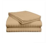 Cotton Sheets Set, Breathable & Cooling Sheets - Hotel Luxury Bed Sheets - Extra Soft- Easy Fit - 4 Piece Set - 600 Thread Count, Wrinkle Free - 36 CM Deep Pocket -Taupe Stripe, Emperor Size