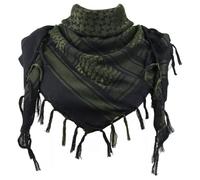 Cotton Shemagh Scarf for Men & Women - Keffiyeh Desert Head Scarf, Breathable Lightweight Sun Protection Neck Wrap, 100% Cotton Summer Outdoor Tactical Scarf, 43×43" Unisex Gift (Black Green)