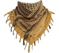 Cotton Shemagh Tactical Desert Keffiyeh Scarf Arab Sun Hat Wrap Soft SAS Army Military Heack Neck Mask Scarf (Sand Black)