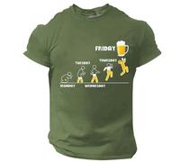 Cotton Shirt Men Pack Beer Crew Neck Clothing Apparel 3D Print Street Daily Short Sleeve Fashion Designer Blank Tee Shirts (Green, L)
