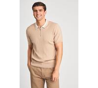 Cotton Short Sleeve 1/4 Zip Polo Shirt Kensington Eastside Taupe XL