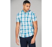 Cotton Short Sleeve Button-Up Checked Shirt Tokyo Laundry Blue S