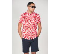 Cotton Short Sleeve Button-Up Printed Shirt Tokyo Laundry Red L