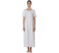 Cotton Short Sleeves Embroidered Nightdress Plus Size White