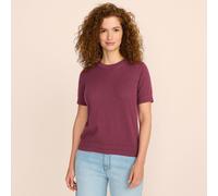 Cotton Silk Blend Crewneck Jumper lands end Burgundy 14-16