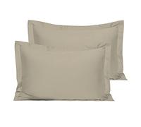 Cotton Simply Taupe Standard Percale Pillow Cases 2 Pack, 100% Long Staple Combed Cotton Oxford Pillow Cover, Plain Weave Oxford Pillow Case 50 x 75cm (Cooling Pillowcases) - Pizuna