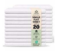 Cotton Single Bed Sheets White- Quality Perfect Single Flat Sheet for Home, Hospital, Hotel, Spa Massage Therapy & more- Machine Washable Soft Touch Moisture Absorbing Top Sheet (20)