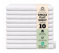 Cotton Single Bed Sheets White- Quality Perfect Single Flat Sheet for Home, Hospital, Hotel, Spa Massage Therapy & more- Machine Washable Soft Touch Moisture Absorbing Top Sheet (10)
