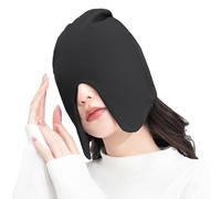 Cotton Sleeping Mask Cap - Black Pressure-Free Block-Out Light Soft Half-face Sleep Eyes Mask with Head and Ear Covering Cap for Side Sleeper Friendly and Travel Office Airplane Home Use