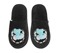 Cotton Slippers Cute Little Elephant With A Wreath Comfy Slippers With Mute Sole Shoes For Hotel Trip Bedroom L