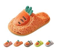 Cotton Slippers for Kids Cute Cartoon Plush Non-Slip Sole Home Shoes Children's Fall Winter Warm Soft Cozy Memory Foam Home Slippers for Girls Age 18 Months - 5 Years Orange
