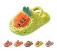 Cotton Slippers for Kids Cute Cartoon Plush Non-Slip Sole Home Shoes Children's Fall Winter Warm Soft Cozy Memory Foam Home Slippers for Girls Age 18 Months - 5 Years Green