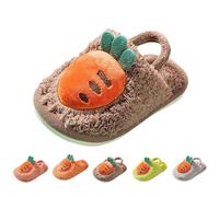 Cotton Slippers for Kids Cute Cartoon Plush Non-Slip Sole Home Shoes Children's Fall Winter Warm Soft Cozy Memory Foam Home Slippers for Girls Age 18 Months - 5 Years Brown