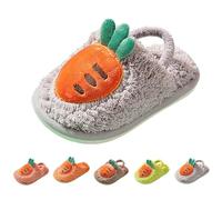 Cotton Slippers for Kids Cute Cartoon Plush Non-Slip Sole Home Shoes Children's Fall Winter Warm Soft Cozy Memory Foam Home Slippers for Girls Age 18 Months - 5 Years Grey