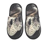 Cotton Slippers Graceful Snow Leopard Portable House Slippers Soft Anti-Slide Slipper For Men Hotel Spa M