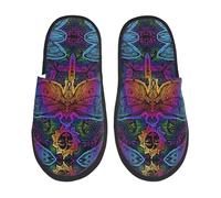 Cotton Slippers Indian Mandalas Dragonfly Lightweight Shoes Cotton Slippers For Home Winter Christmas L