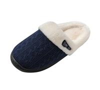 Cotton Slippers Men,Women's slipper product category Ladies Fashion Winter Insulation Closed Toe Flat Bottom Soft Slippers product title for UK marketplace (Navy, 9)