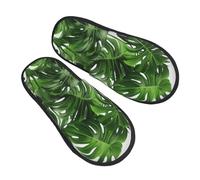 Cotton Slippers Mon-Stera Deliciosa Banana Palm Printed Lightweight Sliders Portable Shoes For Home Big Kid Adult L