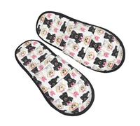 Cotton Slippers Pomeranians Pattern Lightweight Camping Slippers Soft Anti-Slide Slipper For Hotel Holiday Indoor L