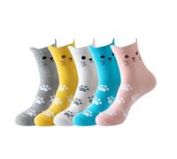 Cotton Socks for Women, 5 Pairs Socks Animal Themed Cute Patterns, Comfy Winter Warm Thicken Cozy Home Slipper Bed Socks, for Women and Girls, Multicolor, One size fits most