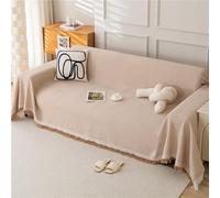 Cotton Sofas Throws Large 1/2/3/4 Seater, Bed Blanket Throws for Settees, Modern Solid Colour Non Slip Small Throw Sofa Covers King Size Blankets for Beds Double Cream Grey (Brown,180x340cm)